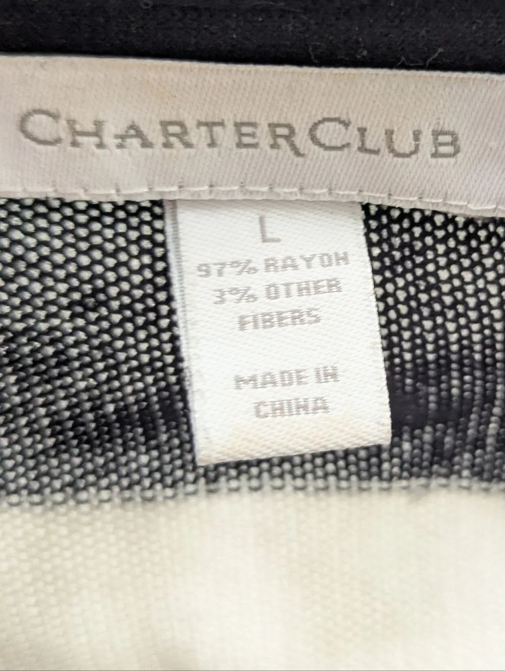 Striped Open-Front Cardigan Black and Cream Charter Club Large Metallic Stripes